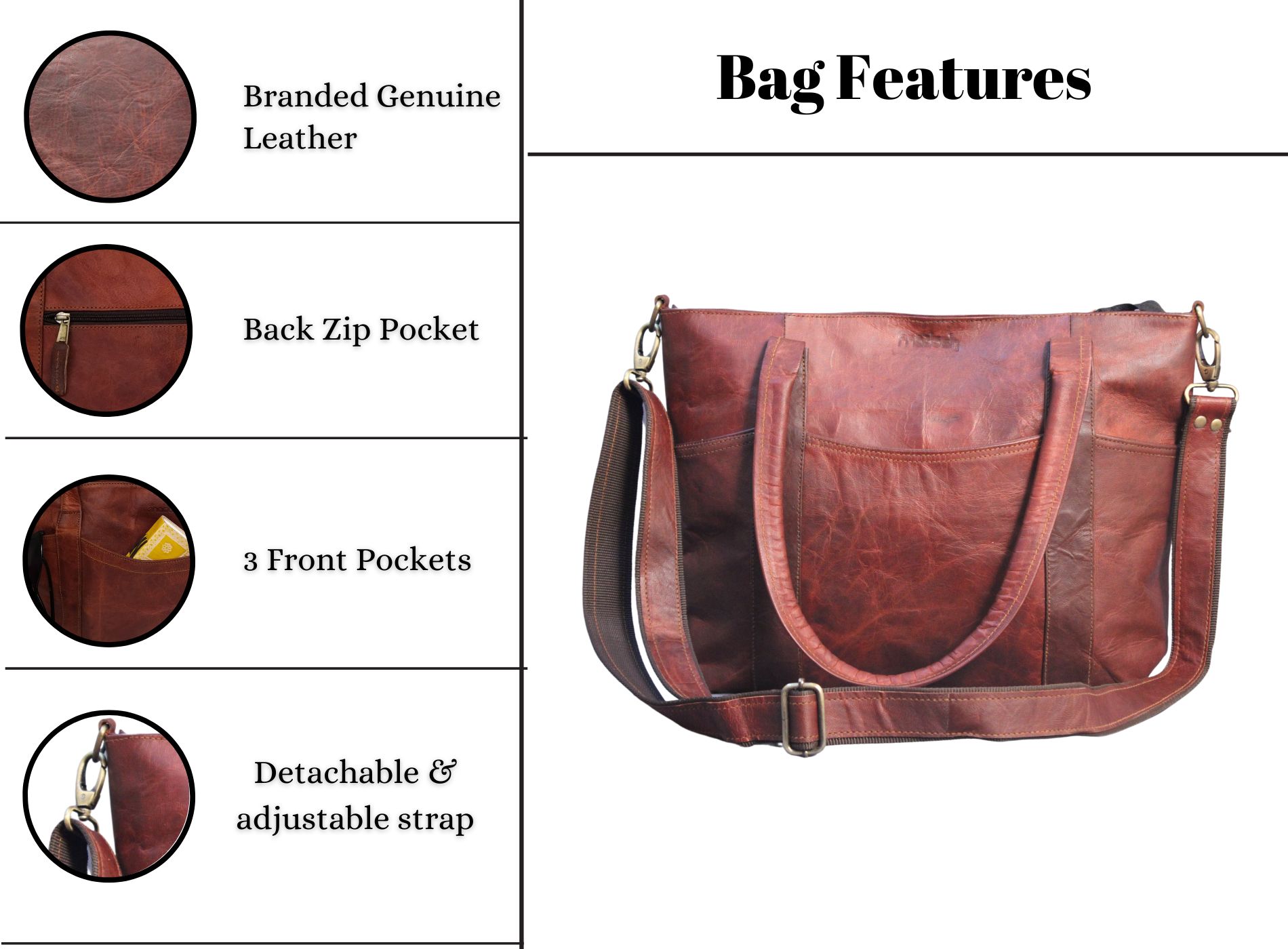 Women's Side Shoulder Crossbody Bag Genuine Leather Tote Bag Brown Daily Wear Office Bag